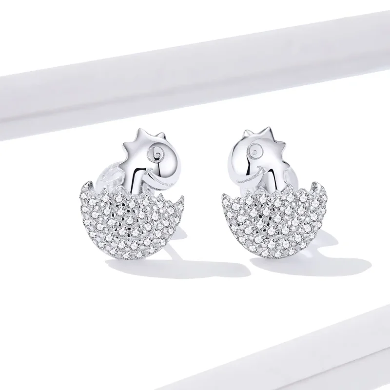 (image for) Pandora Style Dinosaur Baby Stud Earrings - BSE354 - View 2
