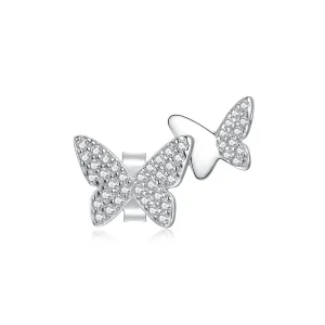 (image for) Pandora Style Double Butterfly Stud Earrings - SCE1070