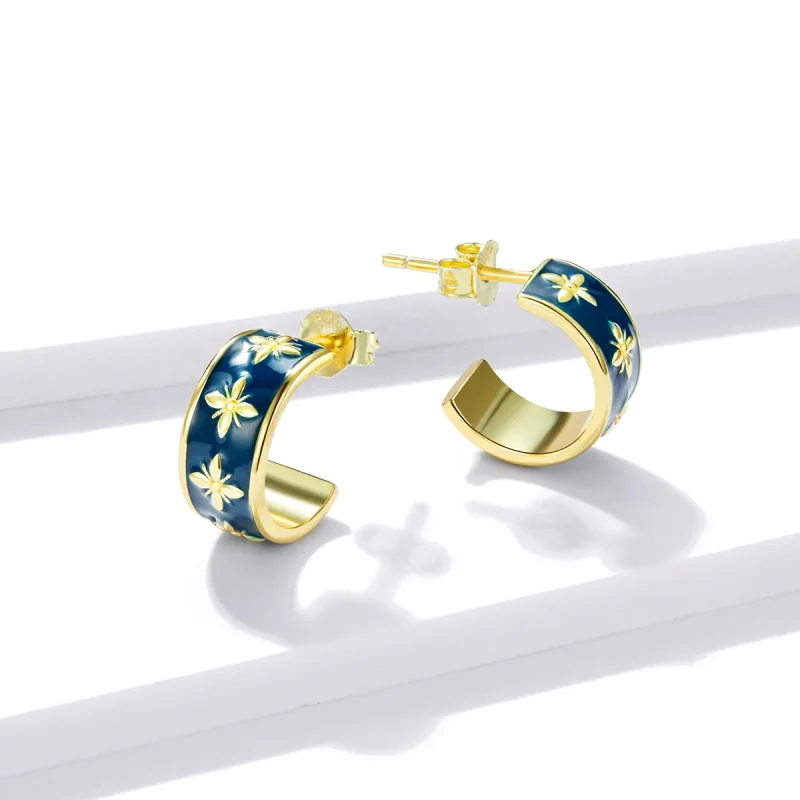 (image for) Pandora Style Elegant Orchid Stud Earrings - BSE428 - View 4