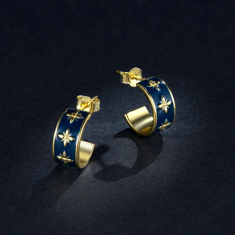 (image for) Pandora Style Elegant Orchid Stud Earrings - BSE428 - View 5