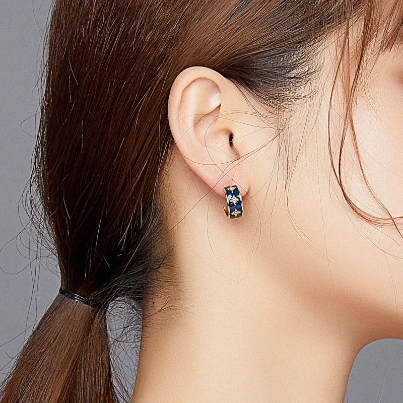 (image for) Pandora Style Elegant Orchid Stud Earrings - BSE428 - View 8