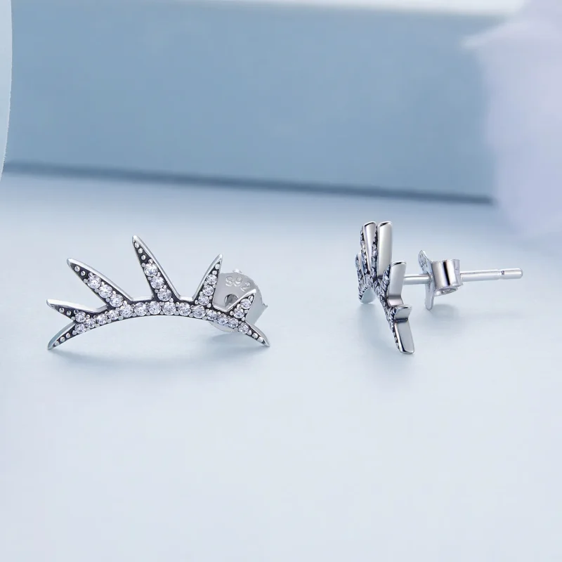 (image for) Pandora Style Eyelash Stud Earrings - BSE681 - View 3