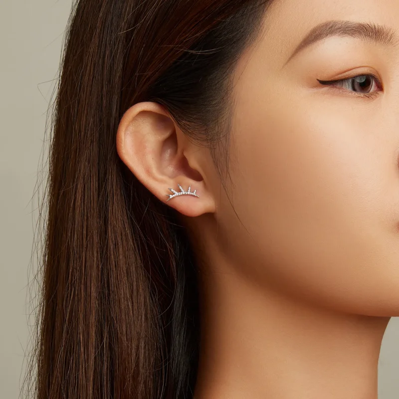 (image for) Pandora Style Eyelash Stud Earrings - BSE681 - View 5