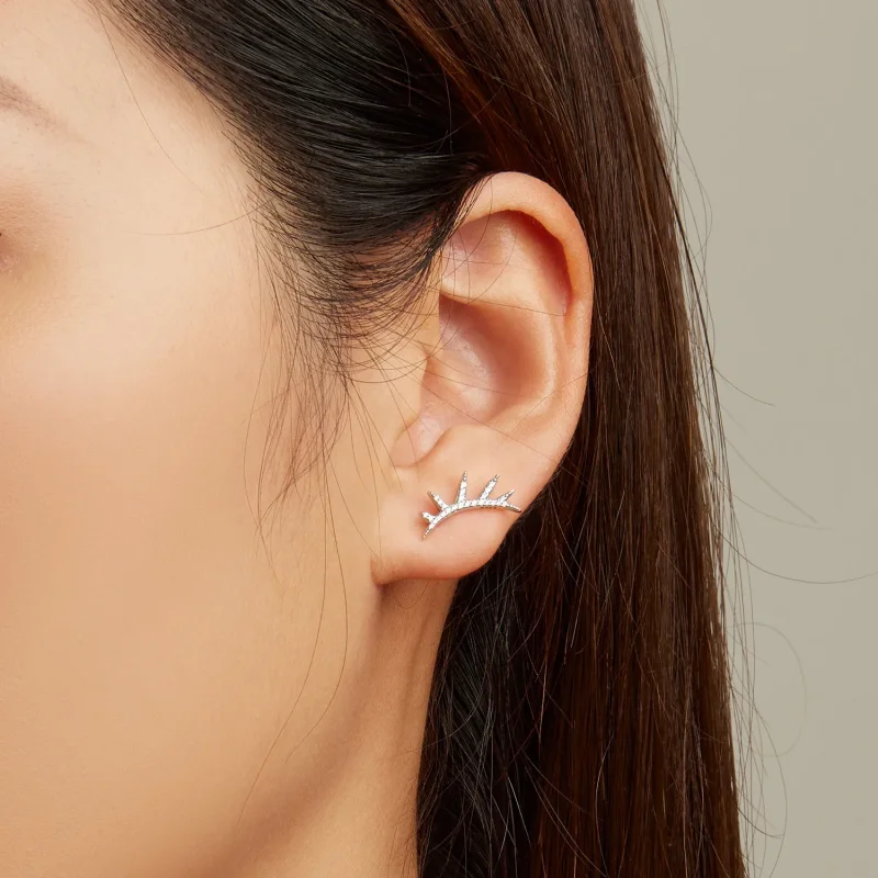 (image for) Pandora Style Eyelash Stud Earrings - BSE681 - View 6