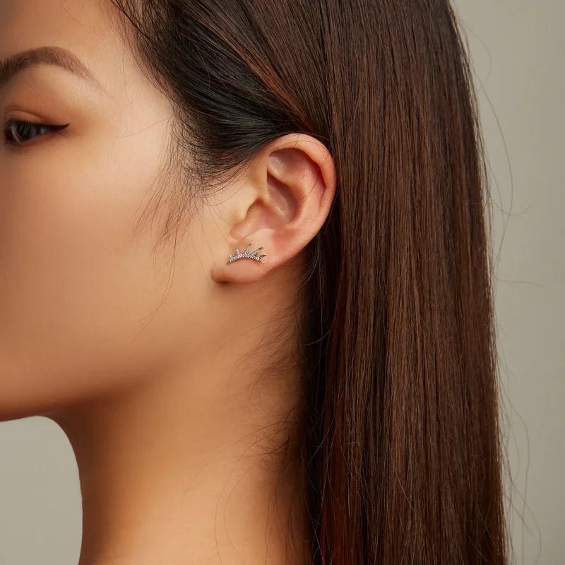 (image for) Pandora Style Eyelash Stud Earrings - BSE681 - View 7