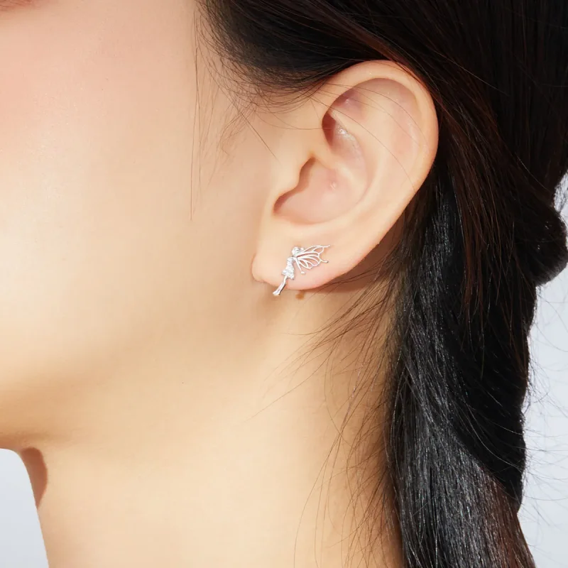 (image for) Pandora Style Flower Elf Stud Earrings - BSE338 - View 6