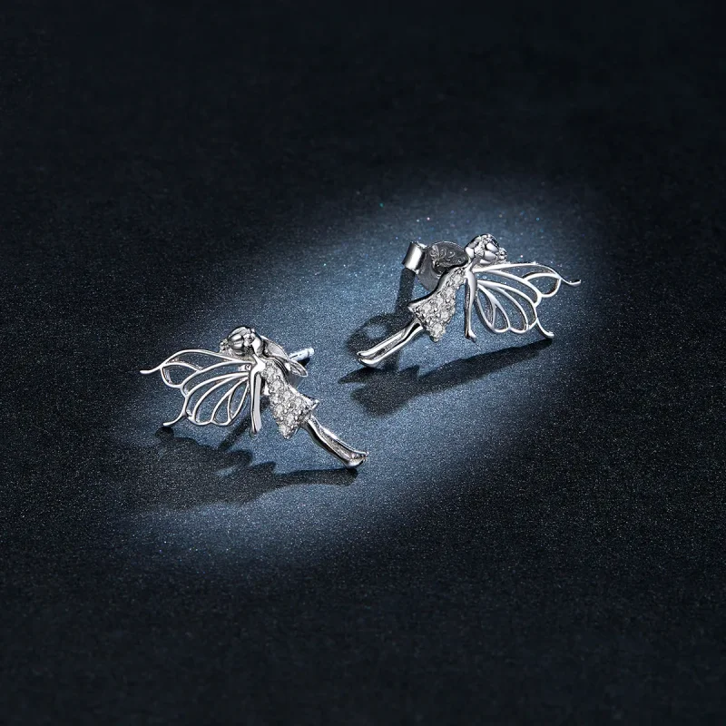 (image for) Pandora Style Flower Elf Stud Earrings - BSE338 - View 8