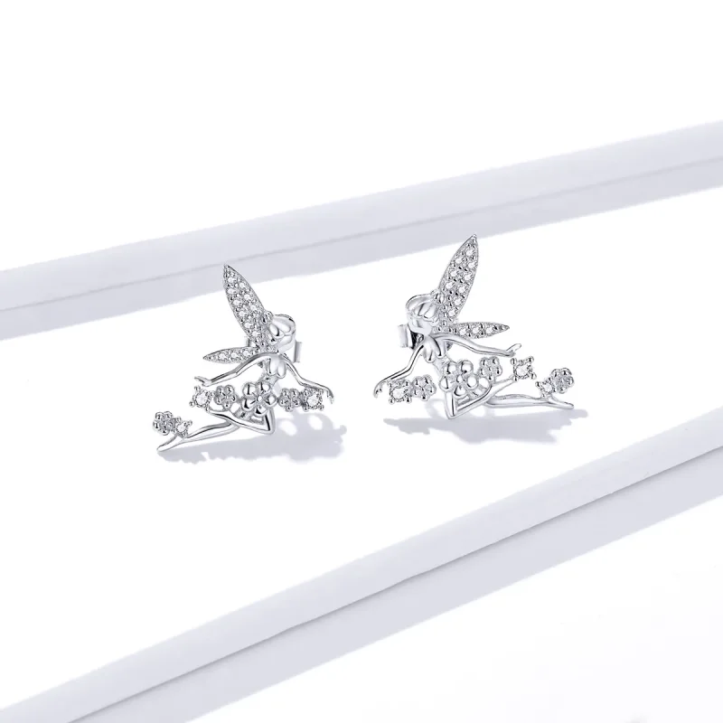 (image for) Pandora Style Flower Elf Stud Earrings - BSE341 - View 2
