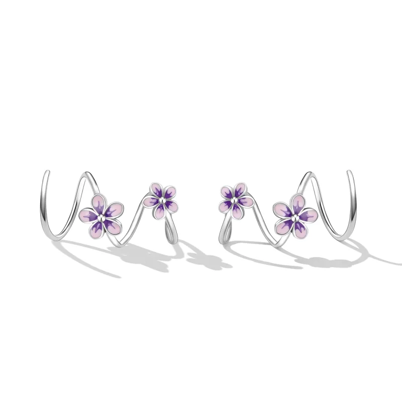 (image for) Pandora Style Flowers Stud Earrings - SCE1462 - View 2