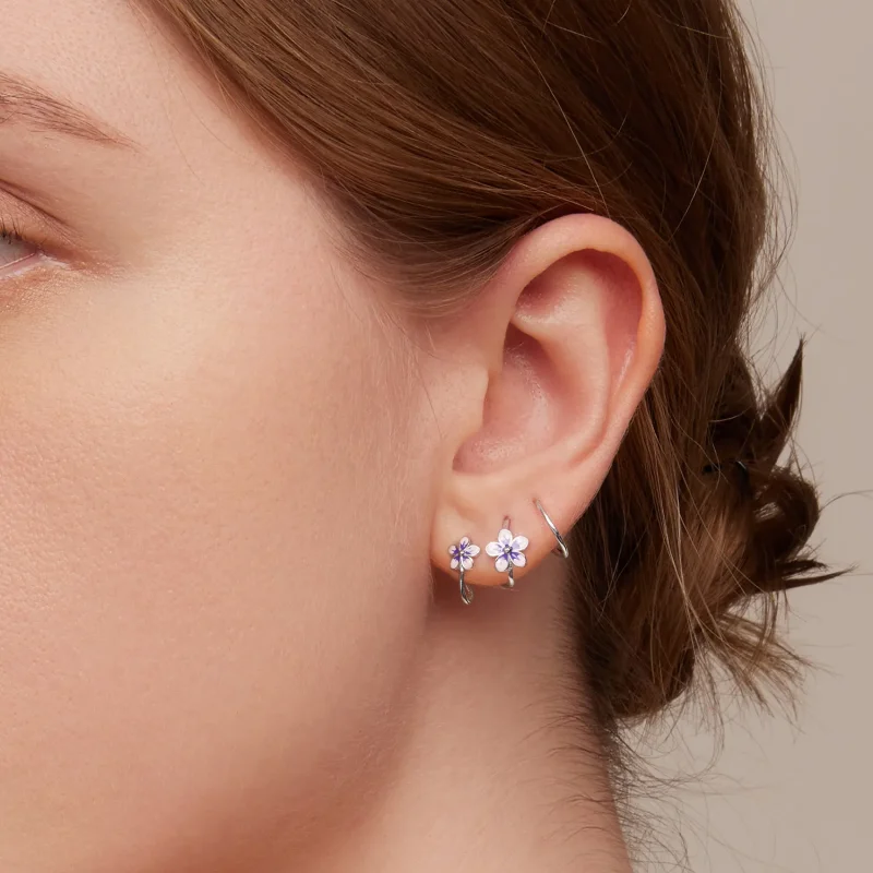 (image for) Pandora Style Flowers Stud Earrings - SCE1462 - View 7