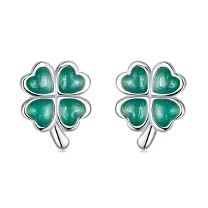 (image for) Pandora Style Four Leaf Clover Stud Earrings - SCE1346