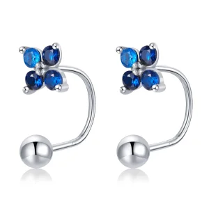 (image for) Pandora Style Four-Petal Flower Stud Earrings - SCE1177-A