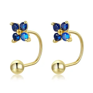 (image for) Pandora Style Four-Petal Flower Stud Earrings - SCE1177-B