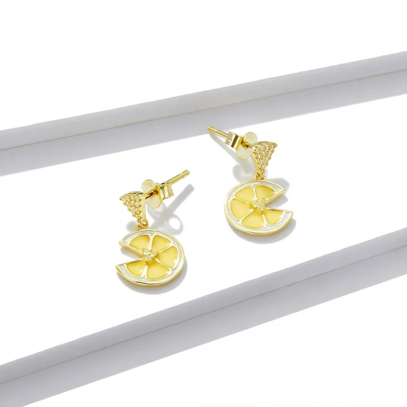 (image for) Pandora Style Fresh Lemon Stud Earrings - BSE435 - View 4