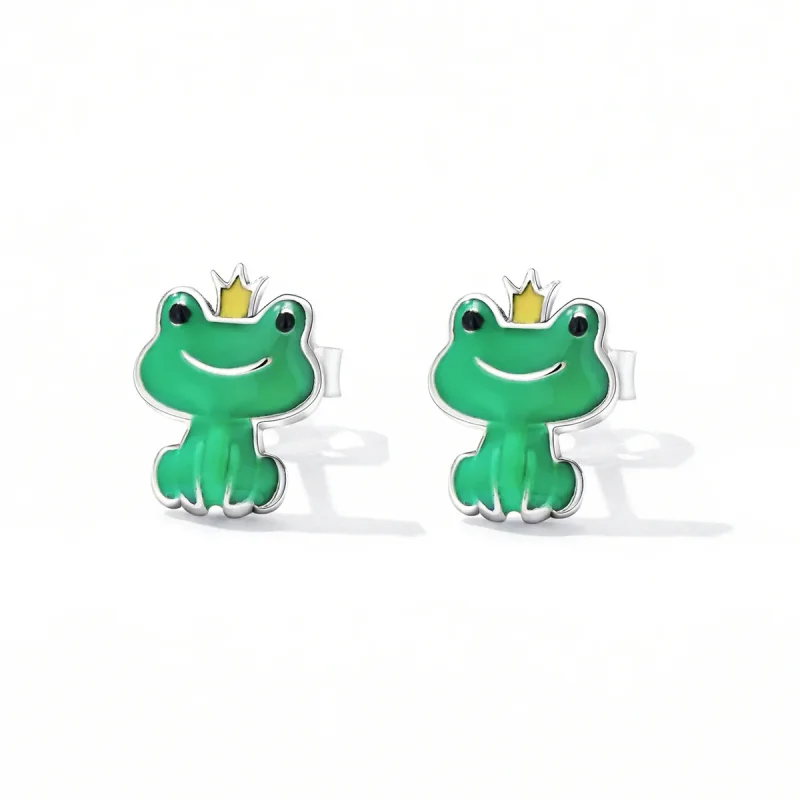 (image for) Pandora Style Funny Little Frog Stud Earrings - SCE1380 - View 2