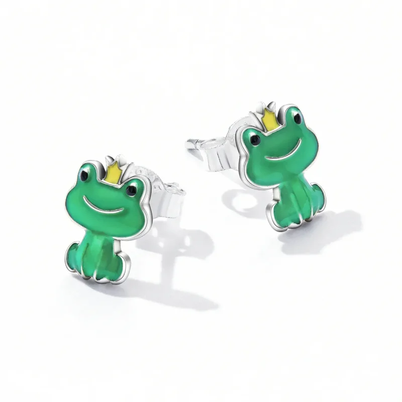 (image for) Pandora Style Funny Little Frog Stud Earrings - SCE1380 - View 3