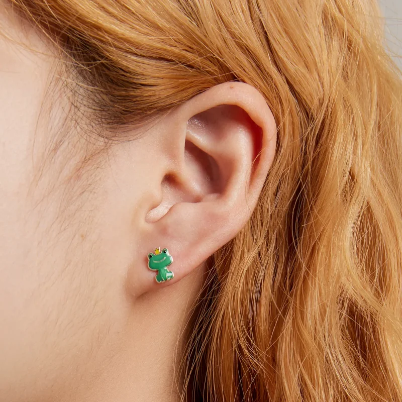 (image for) Pandora Style Funny Little Frog Stud Earrings - SCE1380 - View 6