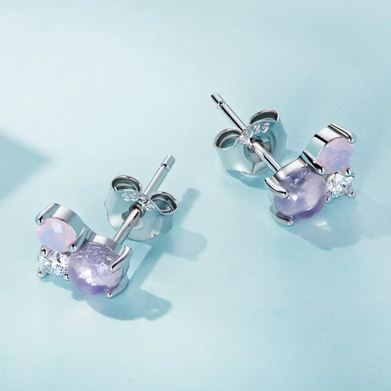 (image for) Pandora Style Gem Stitching Stud Earrings - SCE1451 - View 4