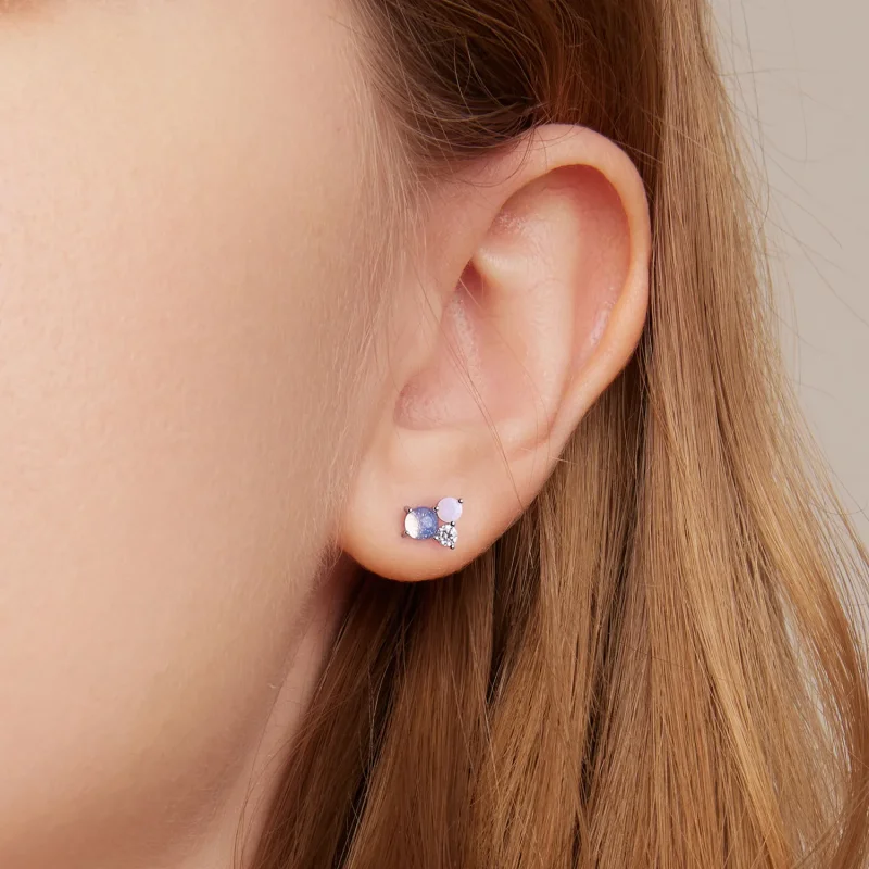 (image for) Pandora Style Gem Stitching Stud Earrings - SCE1451 - View 7