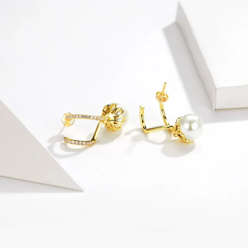 (image for) Pandora Style Gentle Pearl Stud Earrings - BSE151 - View 2
