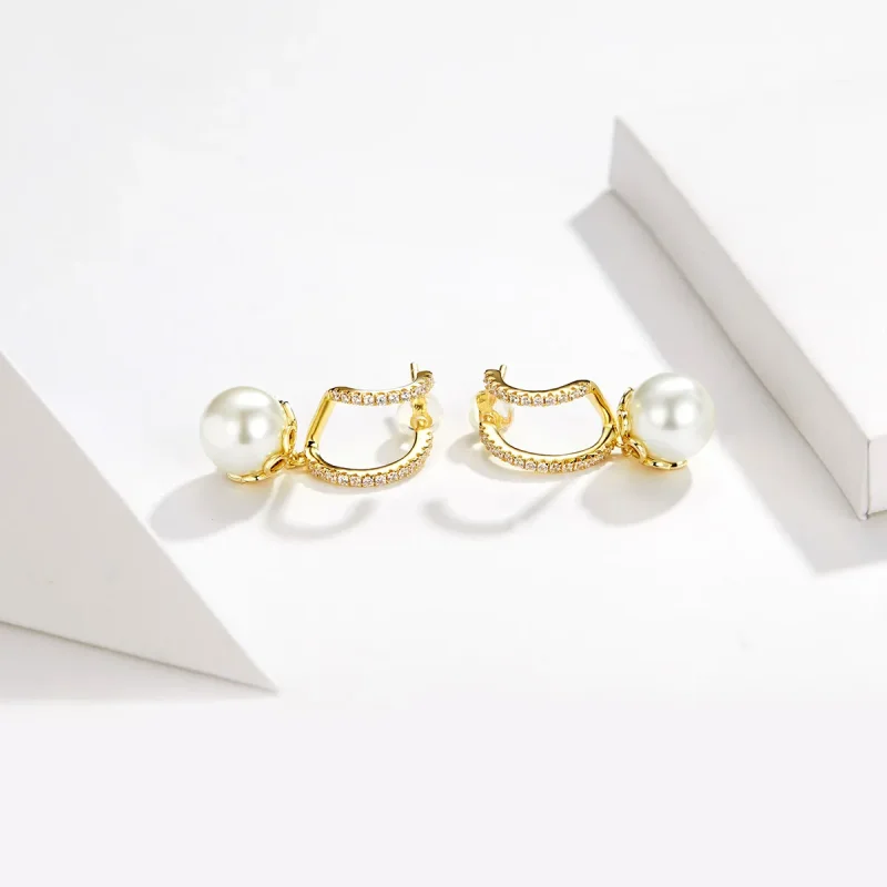 (image for) Pandora Style Gentle Pearl Stud Earrings - BSE151 - View 3