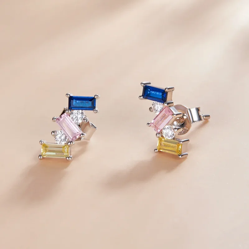(image for) Pandora Style Geometric Art Stud Earrings - SCE1208 - View 2