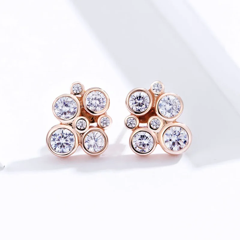 (image for) Pandora Style Geometric Bubble Stud Earrings - SCE810 - View 4