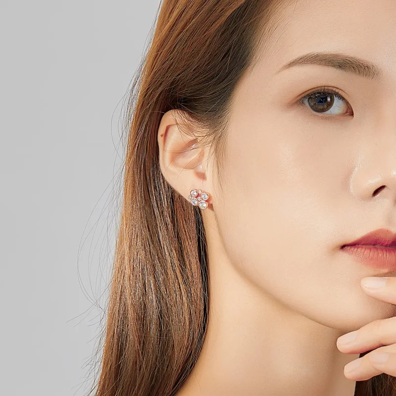 (image for) Pandora Style Geometric Bubble Stud Earrings - SCE810 - View 5