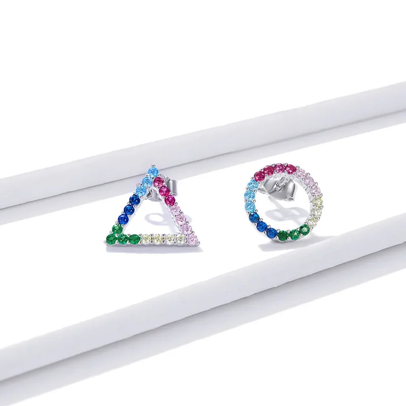 (image for) Pandora Style Geometry Stud Earrings - BSE482 - View 2