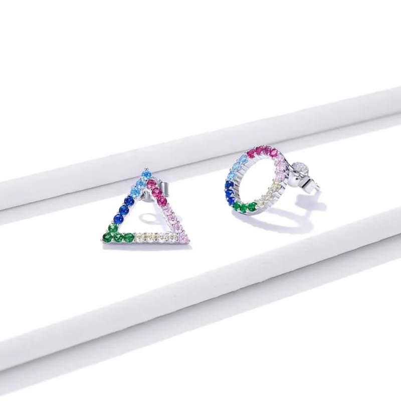 (image for) Pandora Style Geometry Stud Earrings - BSE482 - View 3