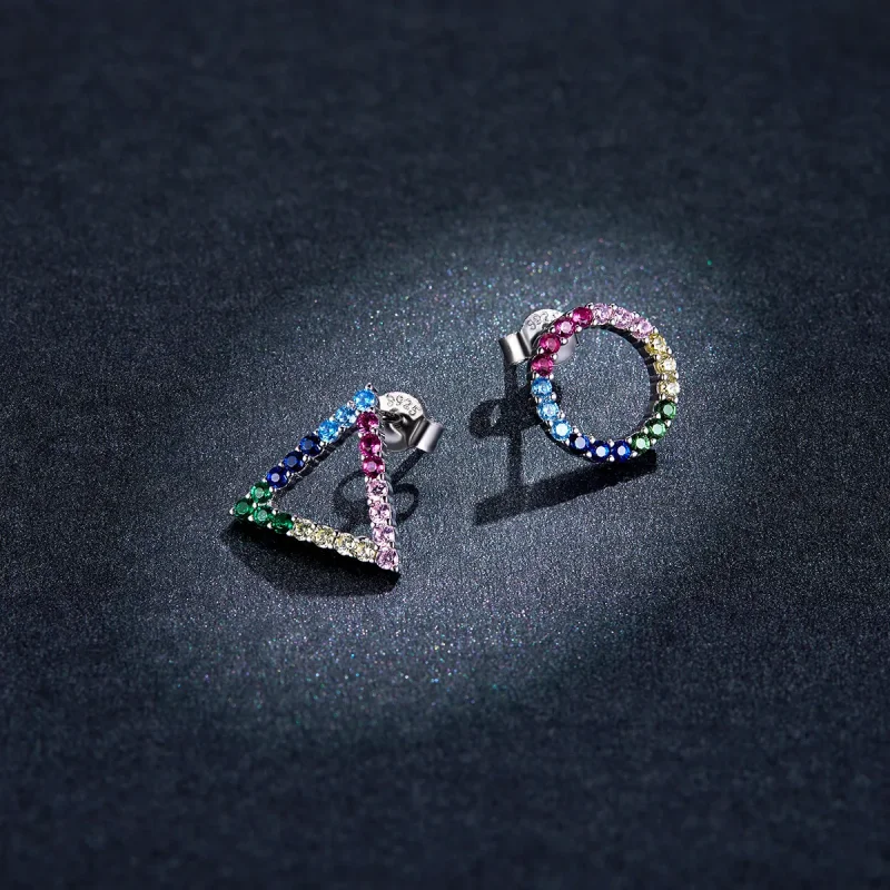 (image for) Pandora Style Geometry Stud Earrings - BSE482 - View 5