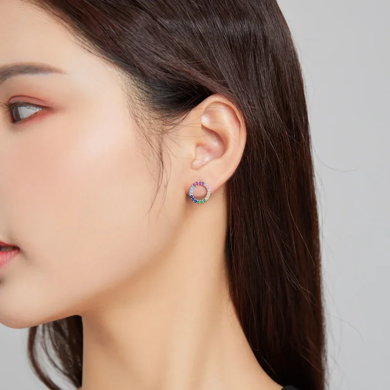 (image for) Pandora Style Geometry Stud Earrings - BSE482 - View 6