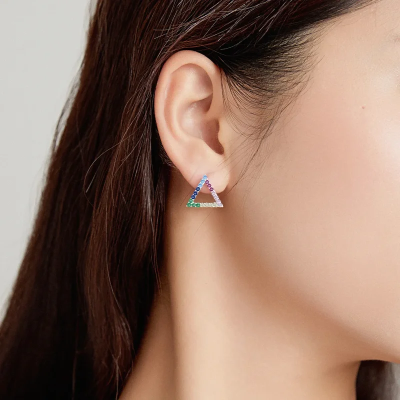 (image for) Pandora Style Geometry Stud Earrings - BSE482 - View 7