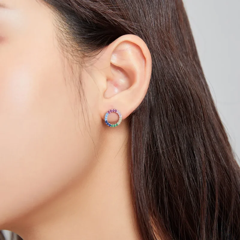 (image for) Pandora Style Geometry Stud Earrings - BSE482 - View 8