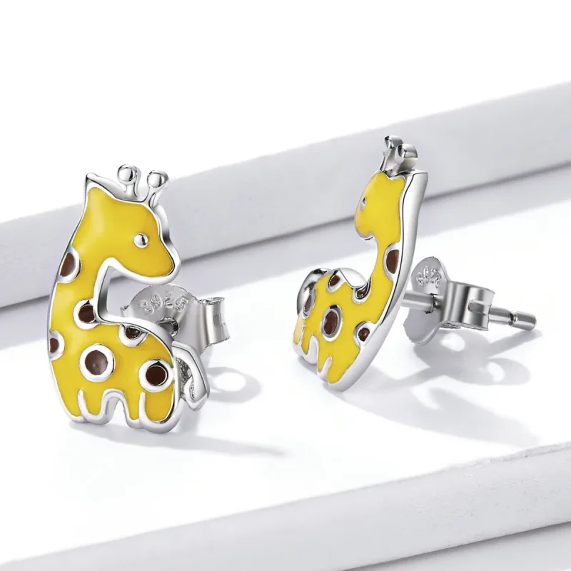 (image for) Pandora Style Giraffe Stud Earrings - BSE586 - View 3