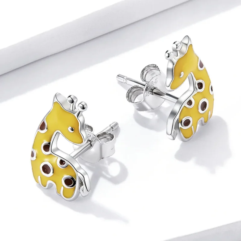 (image for) Pandora Style Giraffe Stud Earrings - BSE586 - View 4