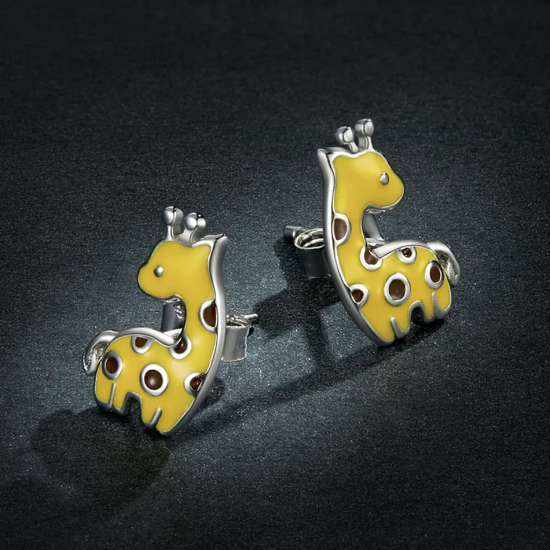 (image for) Pandora Style Giraffe Stud Earrings - BSE586 - View 5