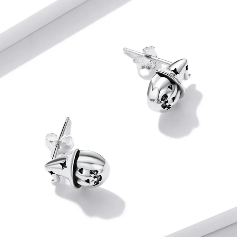 (image for) Pandora Style Halloween Pumpkin Stud Earrings - BSE537 - View 4