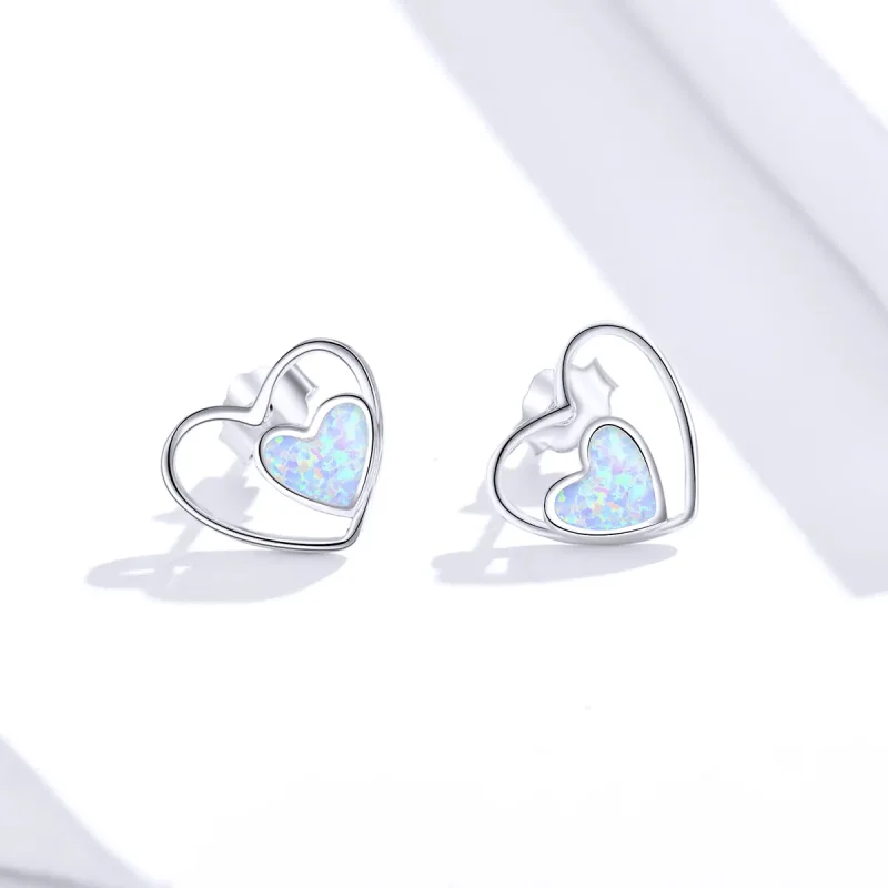(image for) Pandora Style Heart Center Stud Earrings - SCE858 - View 2