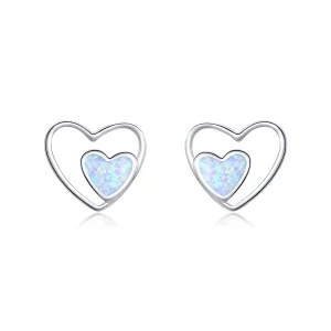 (image for) Pandora Style Heart Center Stud Earrings - SCE858
