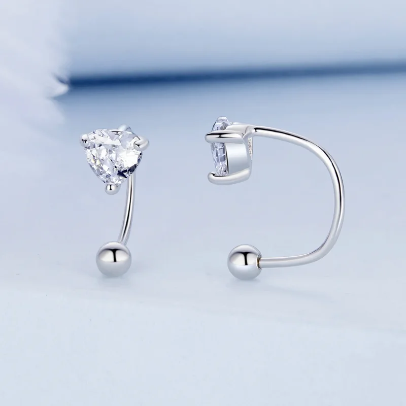 (image for) Pandora Style Heart Thread Stud Earrings - BSE697 - View 2