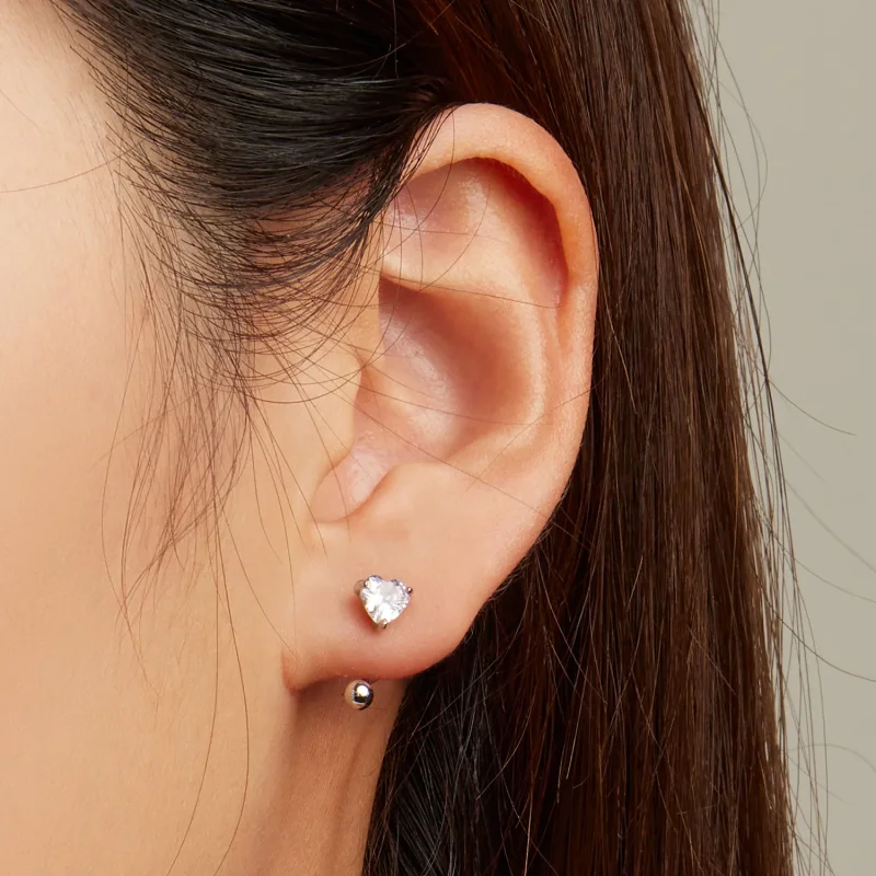 (image for) Pandora Style Heart Thread Stud Earrings - BSE697 - View 6
