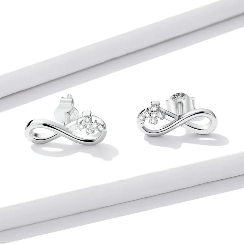 (image for) Pandora Style Infinity Symbol - Refined Stud Earrings - BSE544 - View 2