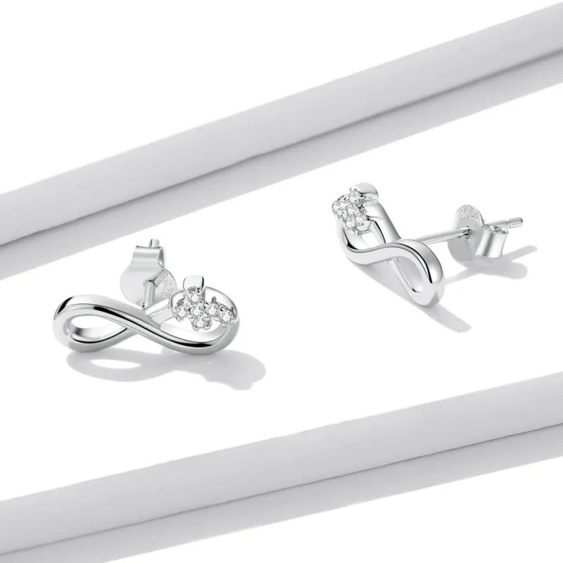 (image for) Pandora Style Infinity Symbol - Refined Stud Earrings - BSE544 - View 3