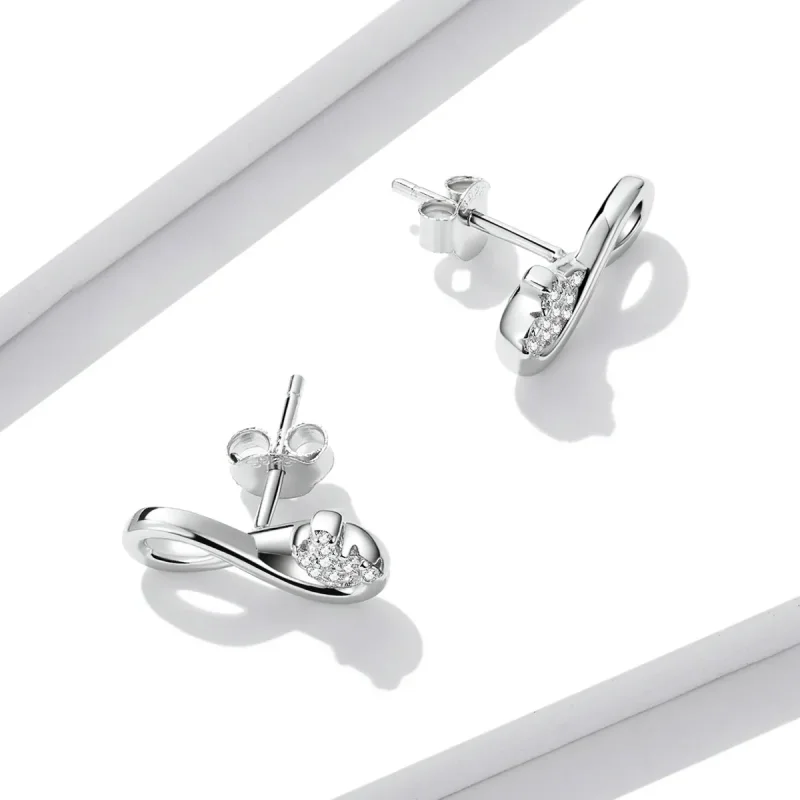 (image for) Pandora Style Infinity Symbol - Refined Stud Earrings - BSE544 - View 4