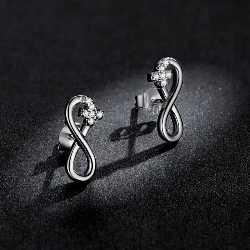 (image for) Pandora Style Infinity Symbol - Refined Stud Earrings - BSE544 - View 5