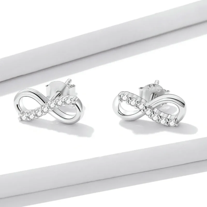 (image for) Pandora Style Infinity Symbol - Shine Stud Earrings - BSE543 - View 2