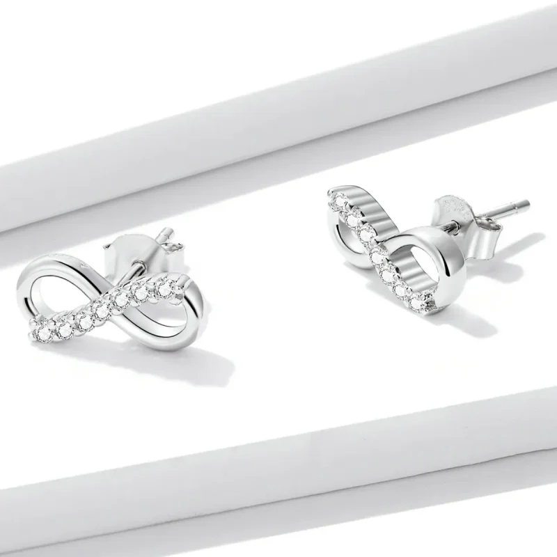 (image for) Pandora Style Infinity Symbol - Shine Stud Earrings - BSE543 - View 3