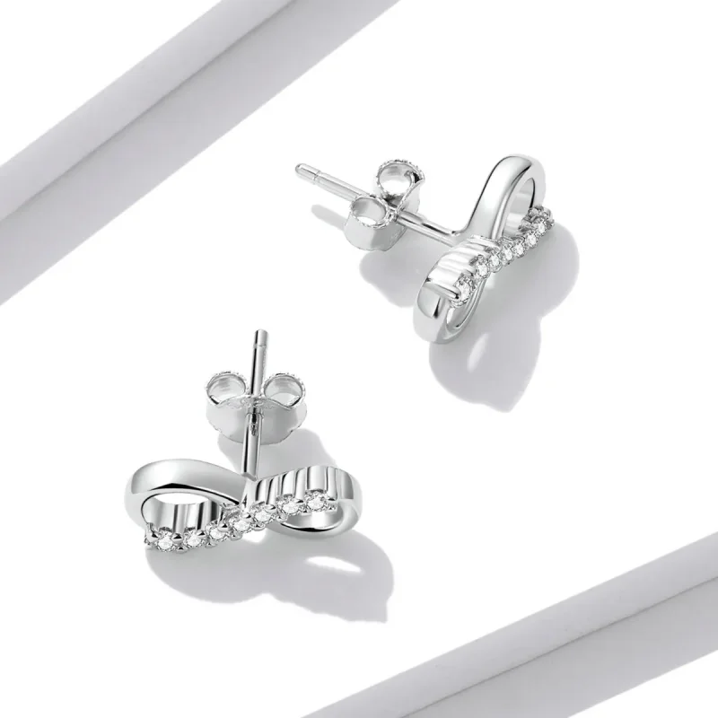 (image for) Pandora Style Infinity Symbol - Shine Stud Earrings - BSE543 - View 4