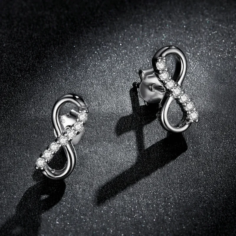 (image for) Pandora Style Infinity Symbol - Shine Stud Earrings - BSE543 - View 5